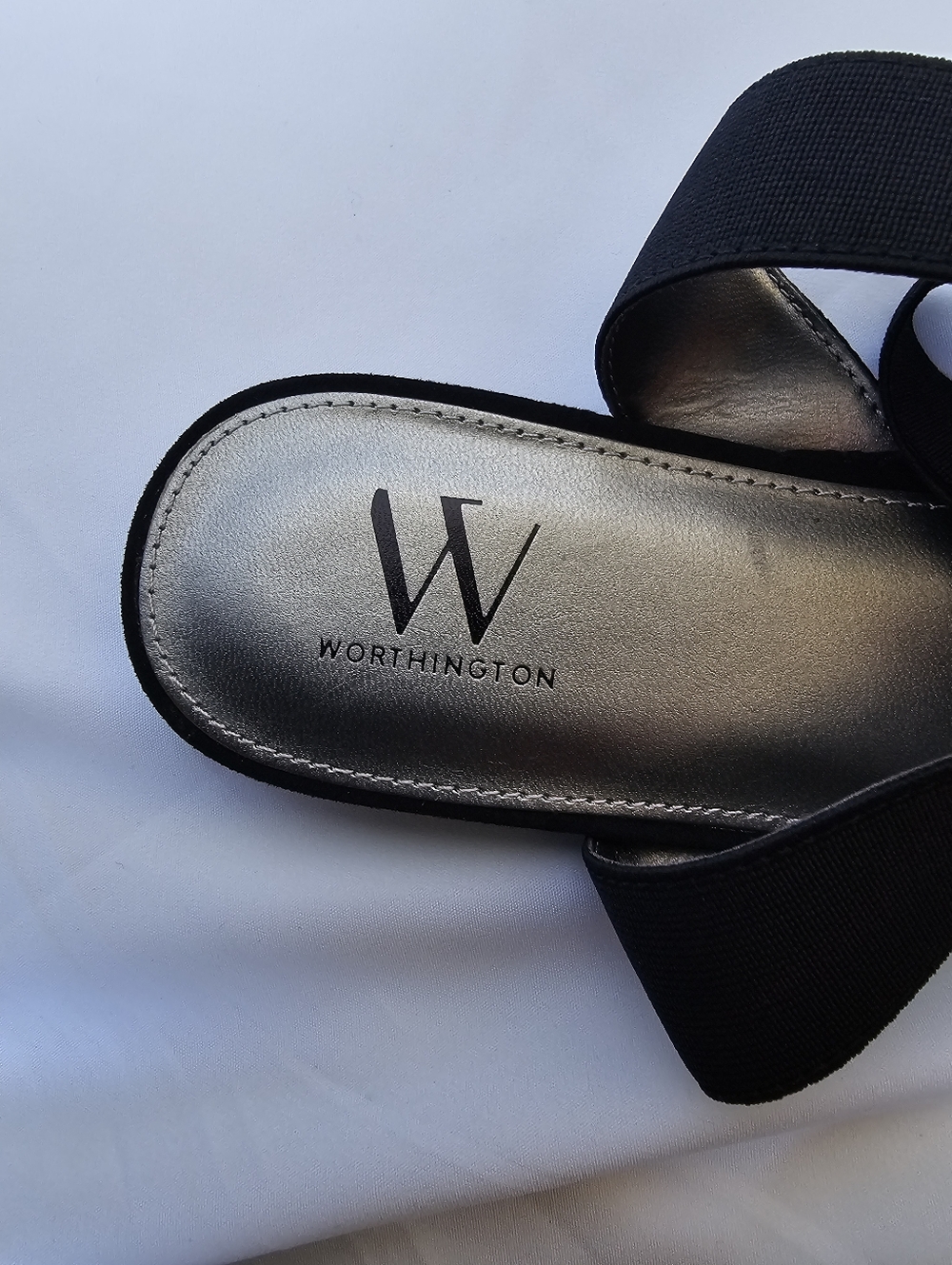 Worthington Black Faux Suede Pointed Toe Ankle Strap Flats - Chic & Minimalist - Picture 15 of 16